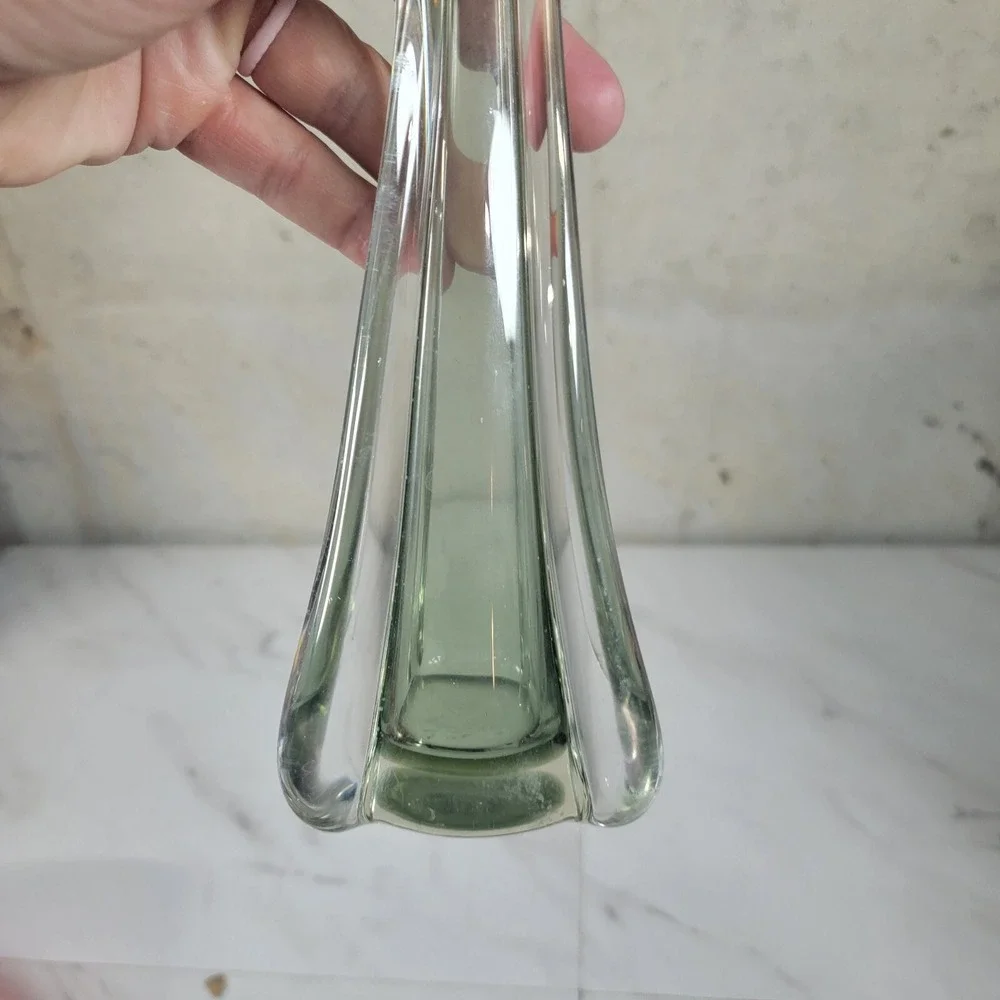 12 1/2 Inch‎ Smokey Clear Black Stretch  Glass Bud Vase